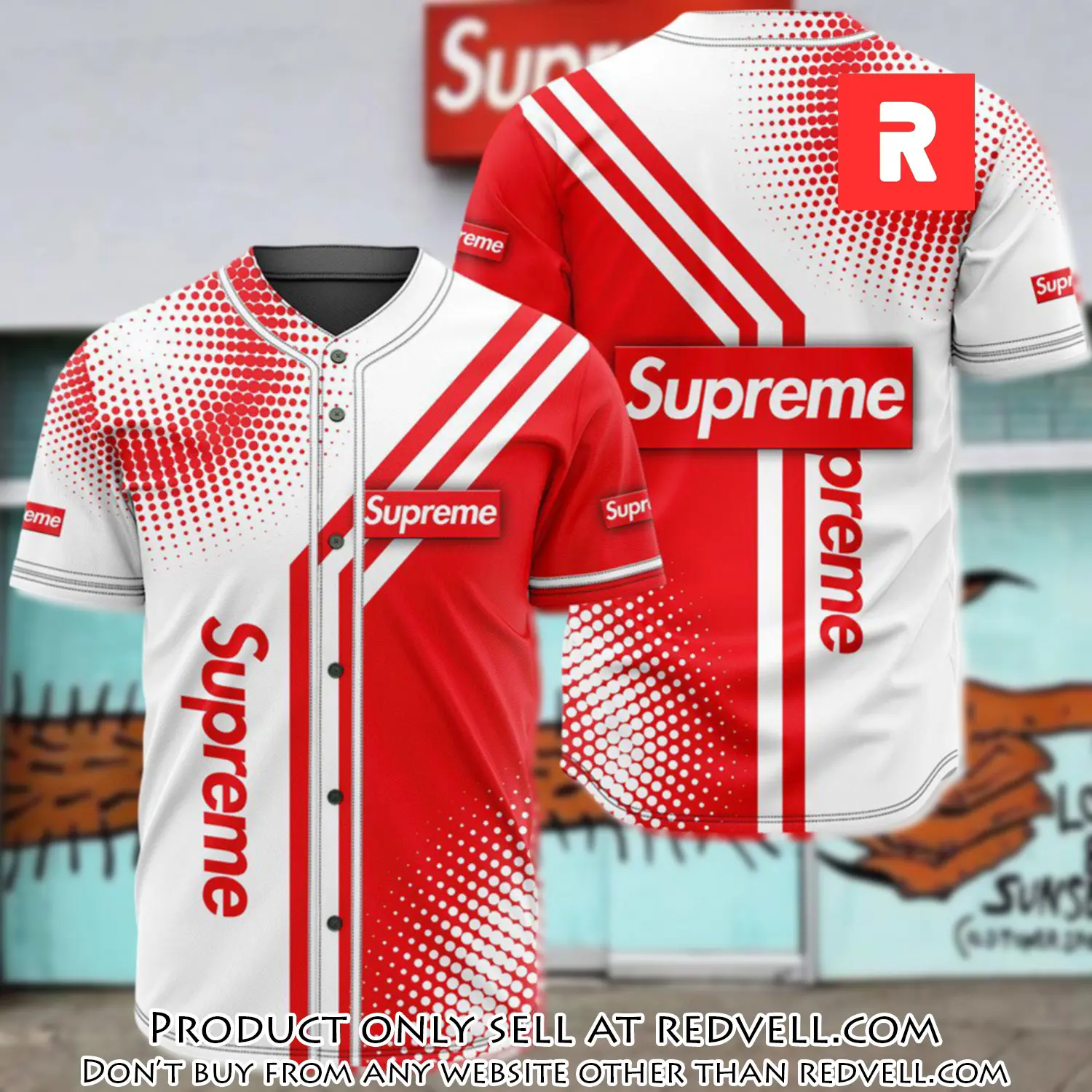 Supreme white red baseball jersey shirt luxury bjs1247 rv3652245